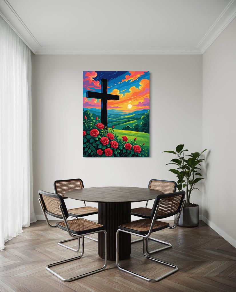Set Pictură pe numere – Crucea Și Trandafirii La Apus 6375