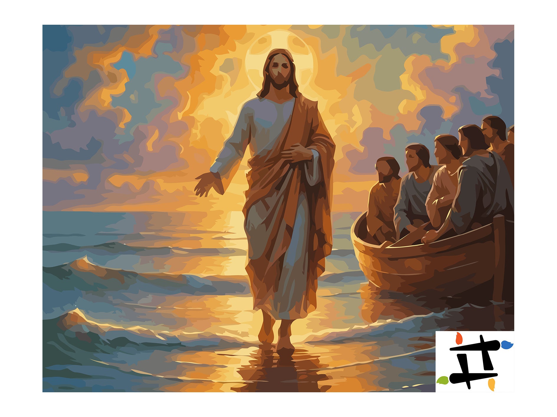 Set Pictură pe numere – Iisus Mergând Pe Apă 6402