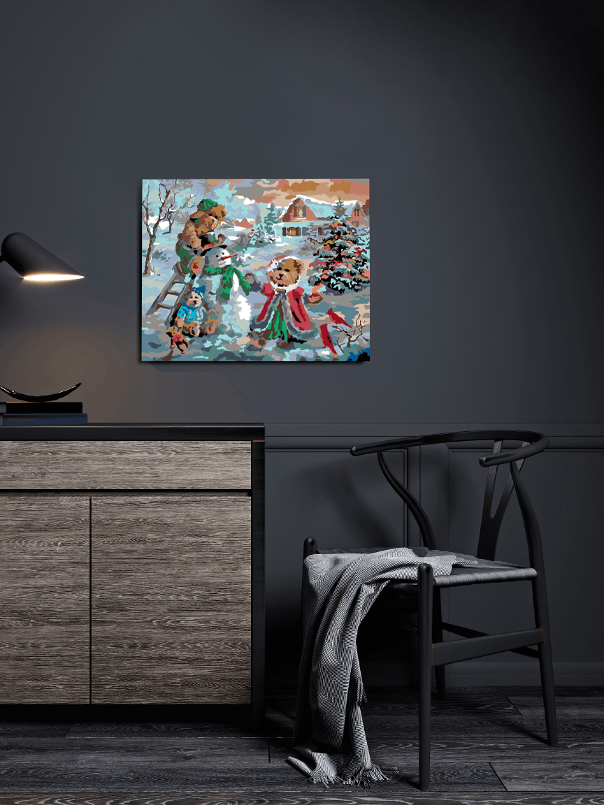 a painting on a wall above a dresser