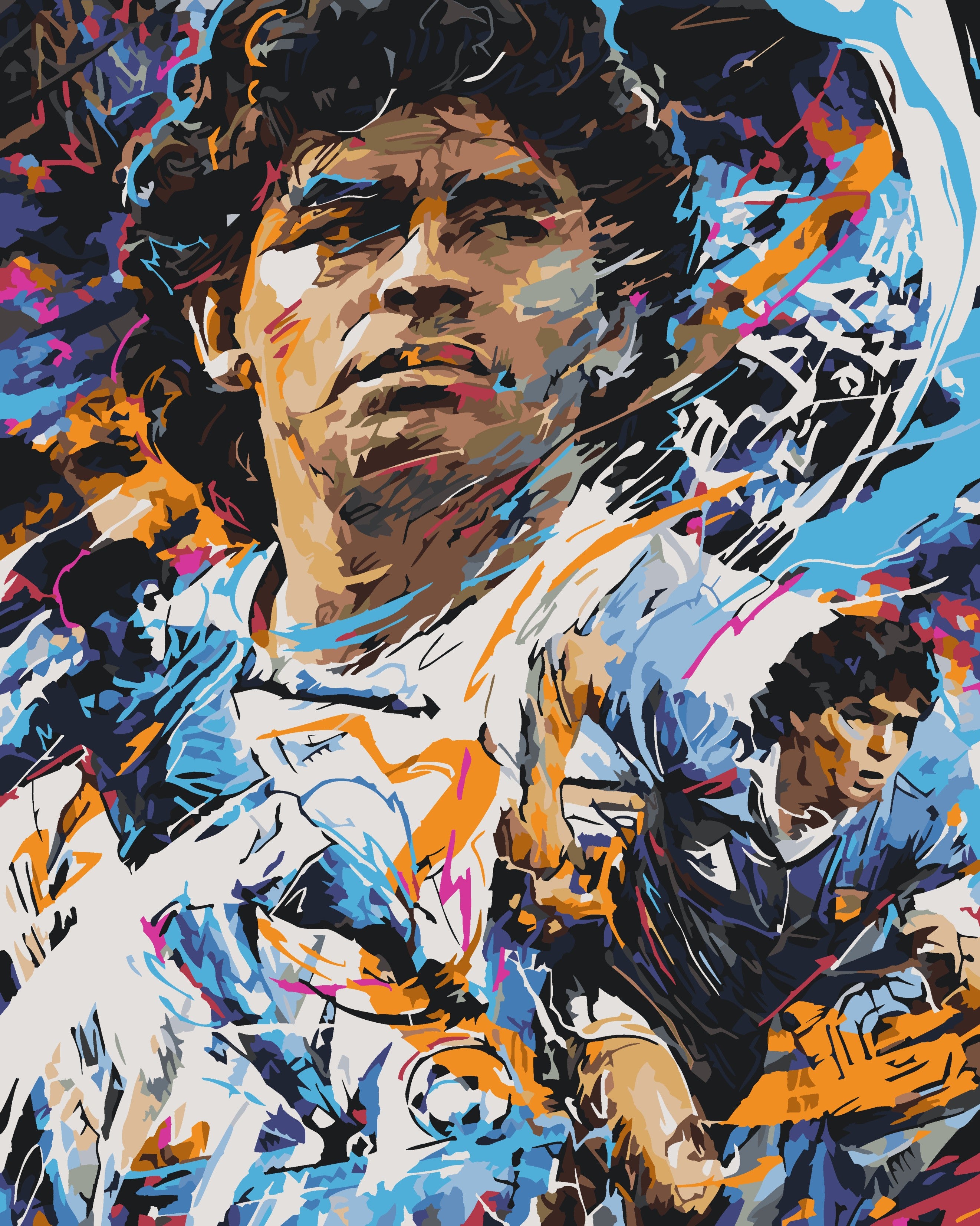 a painting of a baseball player holding a bat