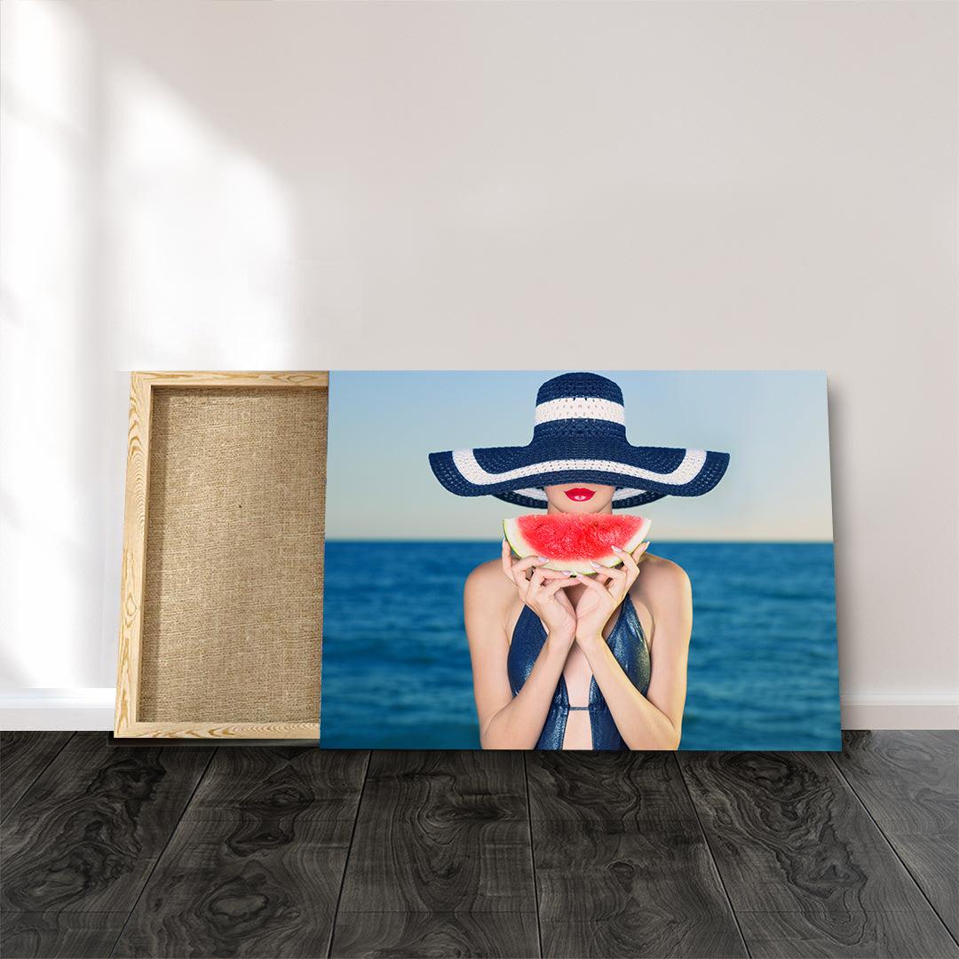 Peinture sur toile - Fille en vacances