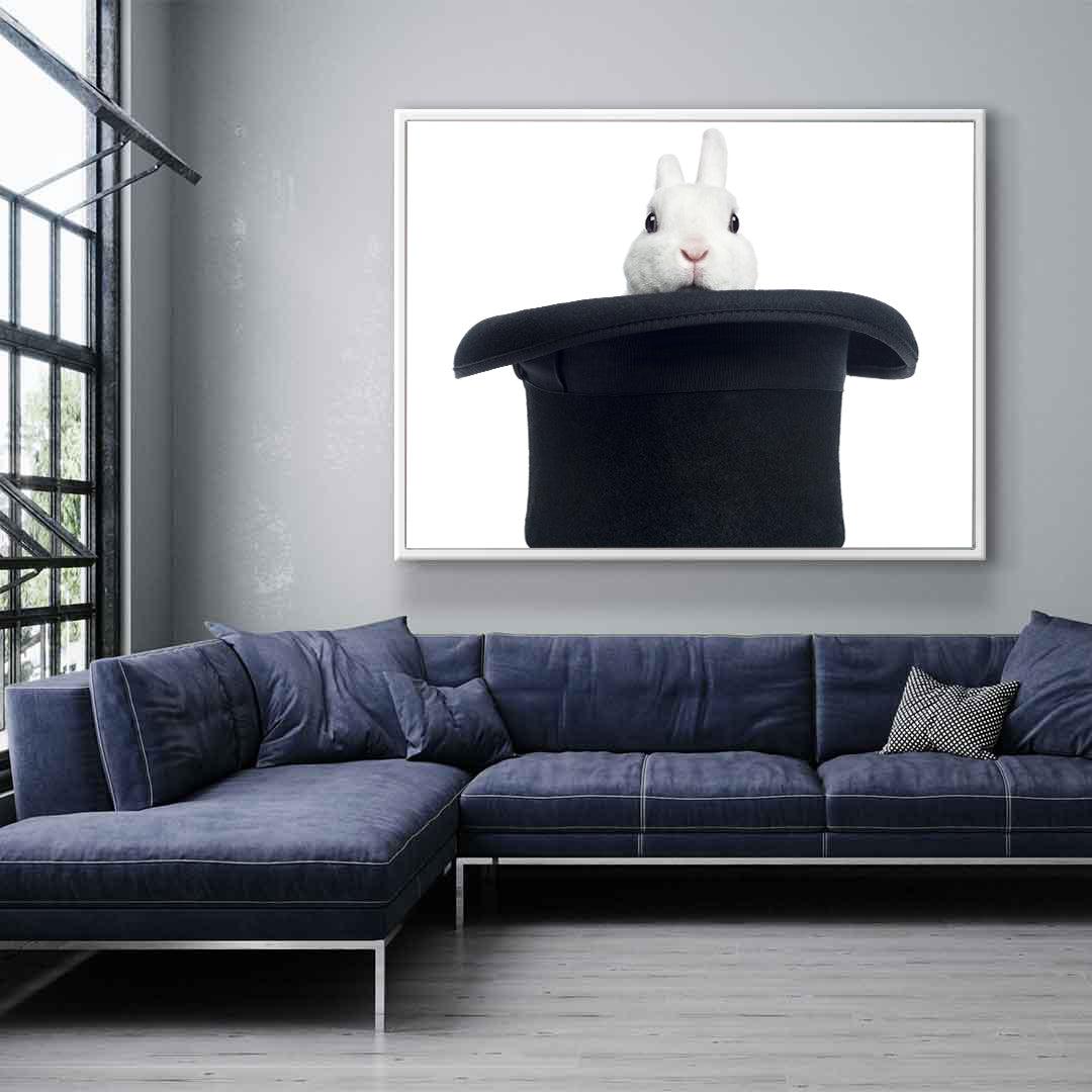 Leinwandbild - Das Kaninchen im Hut