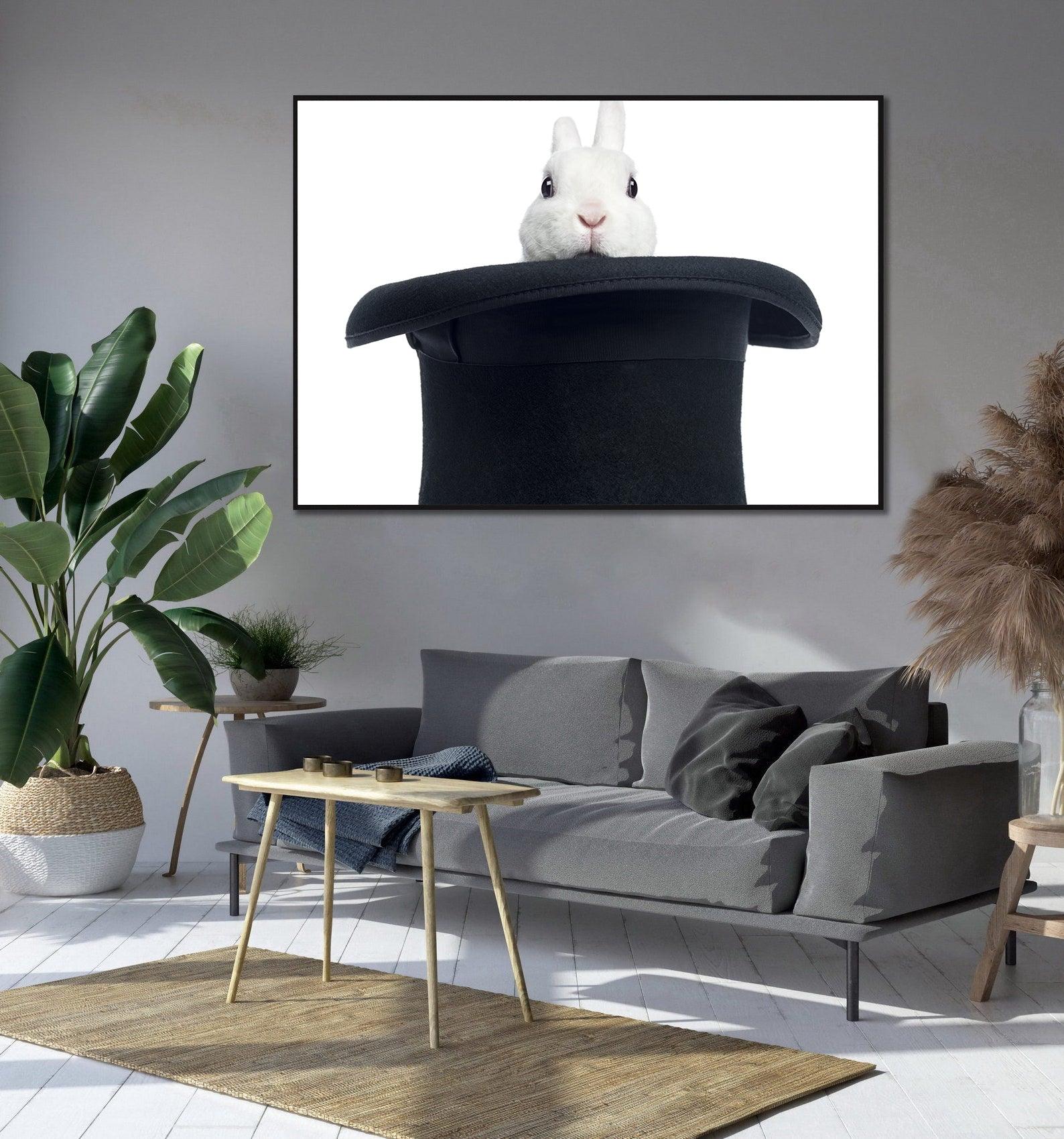 Leinwandbild - Das Kaninchen im Hut