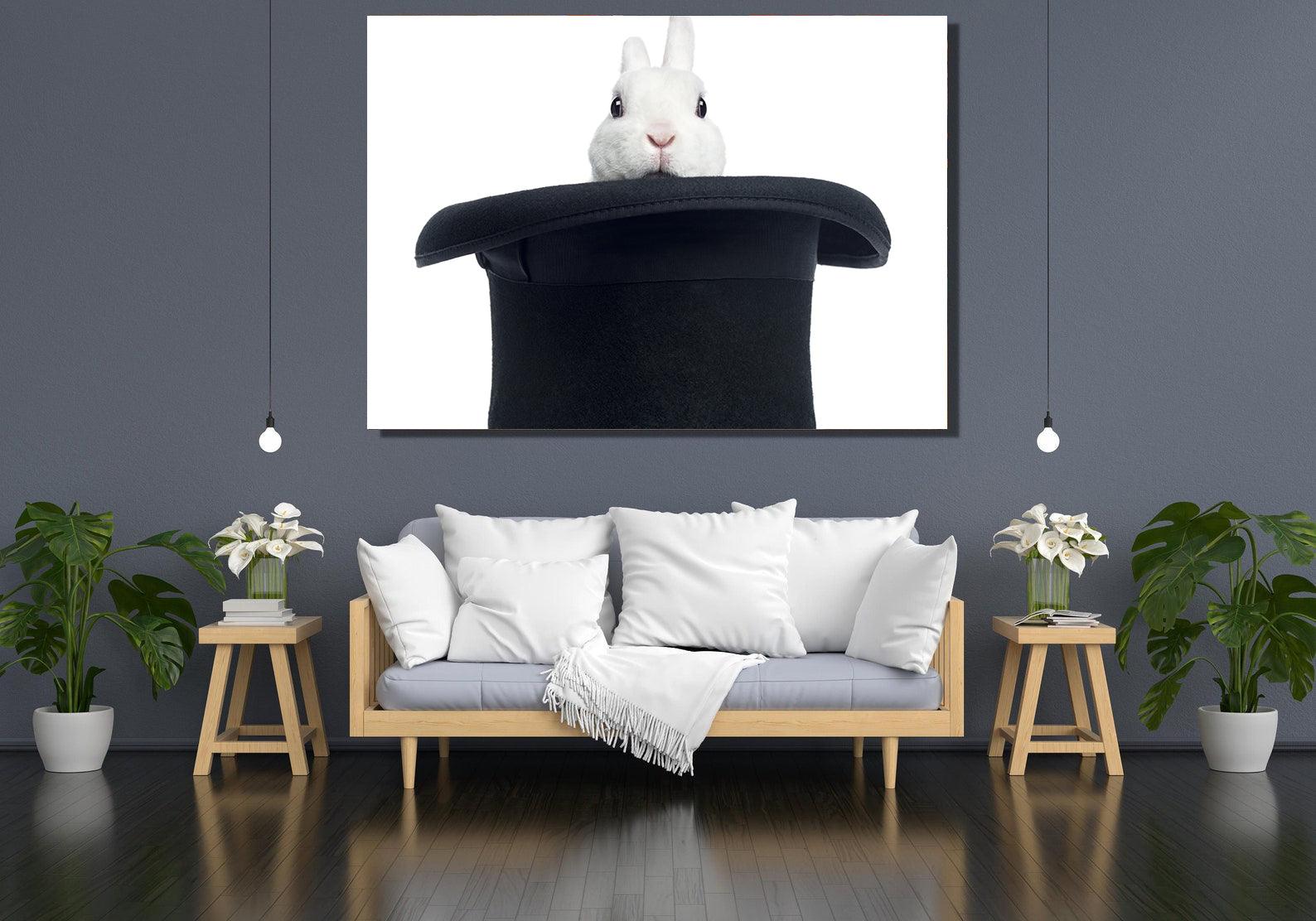 Leinwandbild - Das Kaninchen im Hut