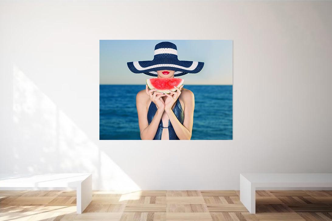 Peinture sur toile - Fille en vacances