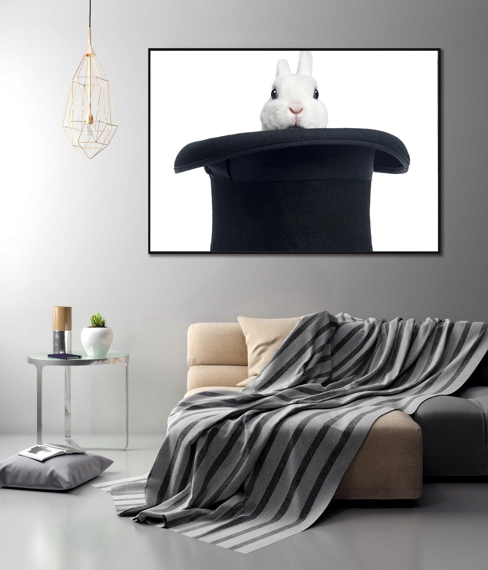 Leinwandbild - Das Kaninchen im Hut