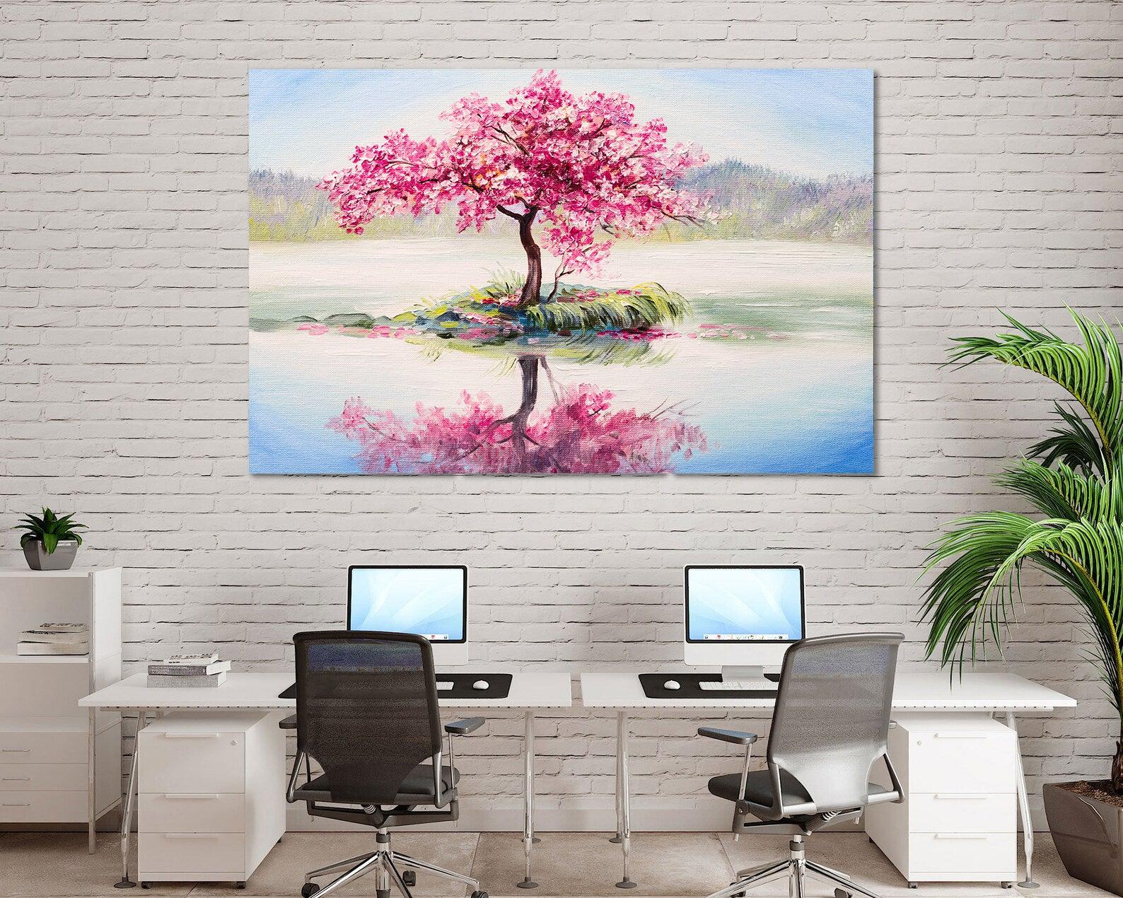 Leinwandgemälde - Baum mit rosa Blumen