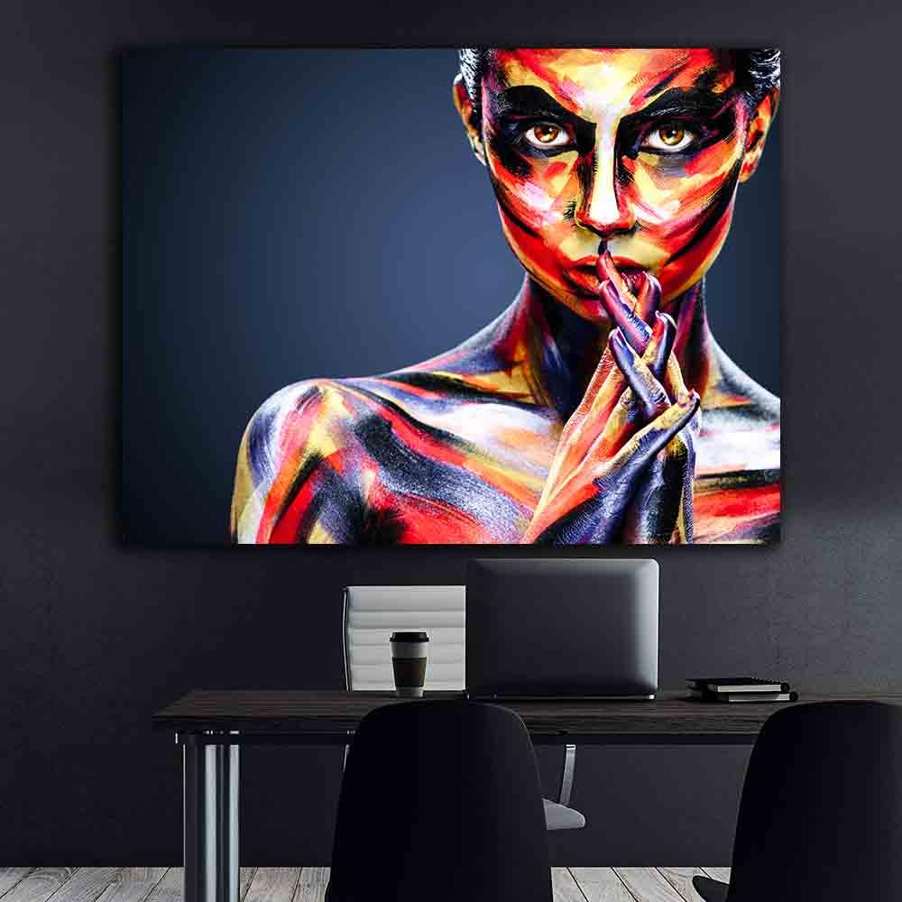 Leinwandgemälde - Abstraktes buntes Gesicht