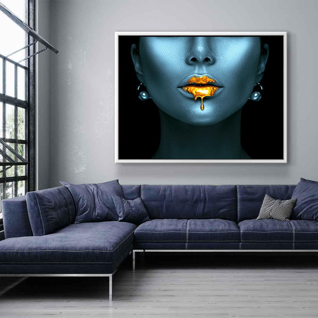 Peinture sur toile – Lèvres dorées