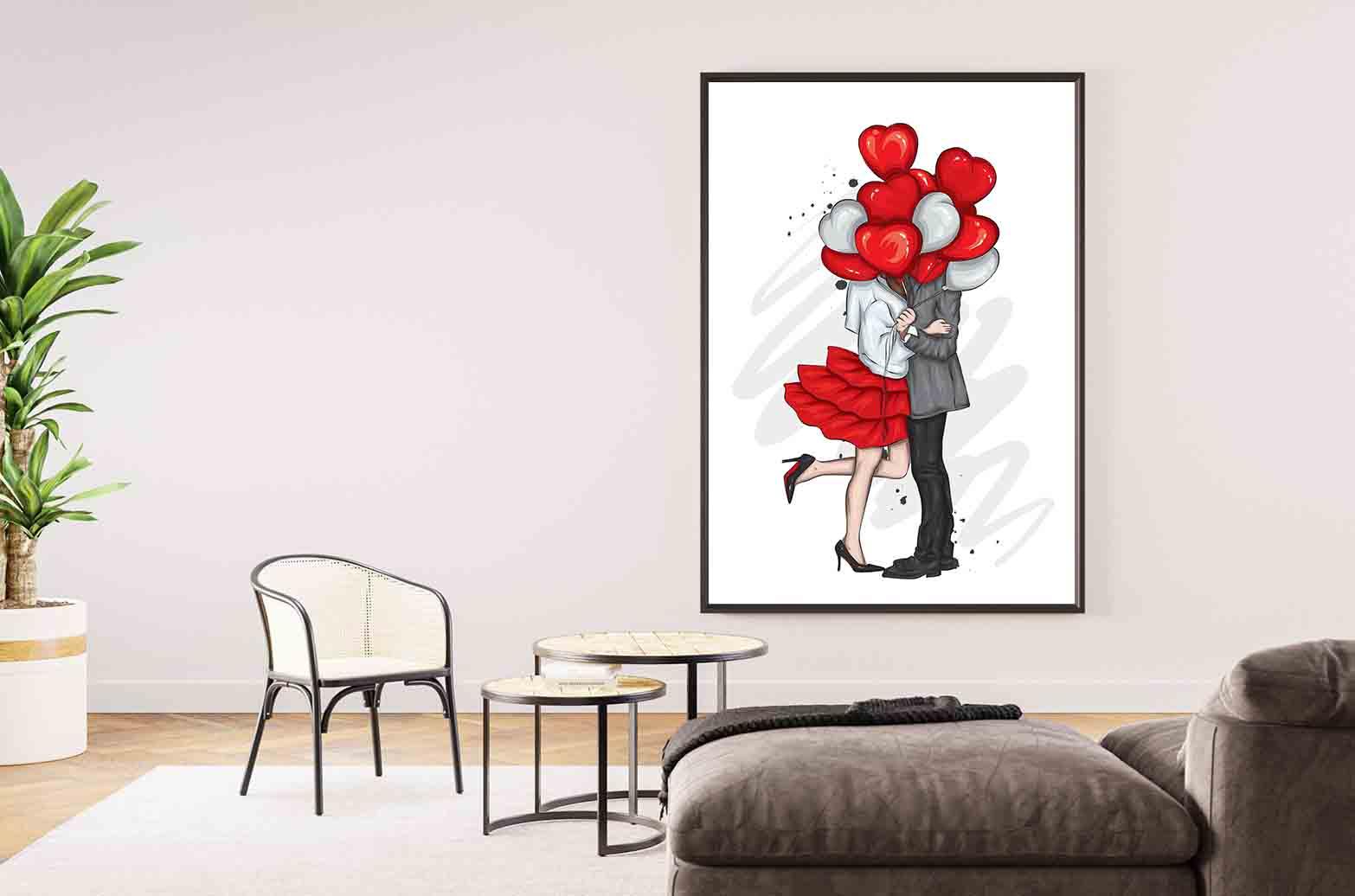 Leinwandbild - Paar mit Luftballons