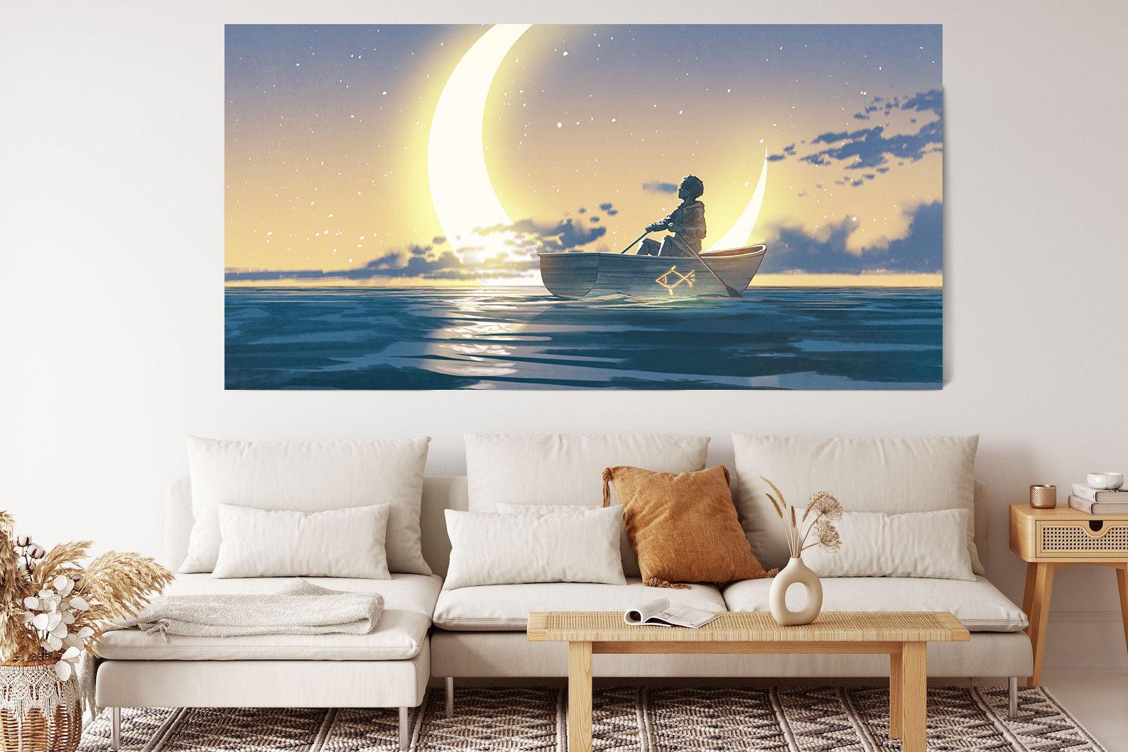 Leinwandbild - Der Junge auf dem Boot