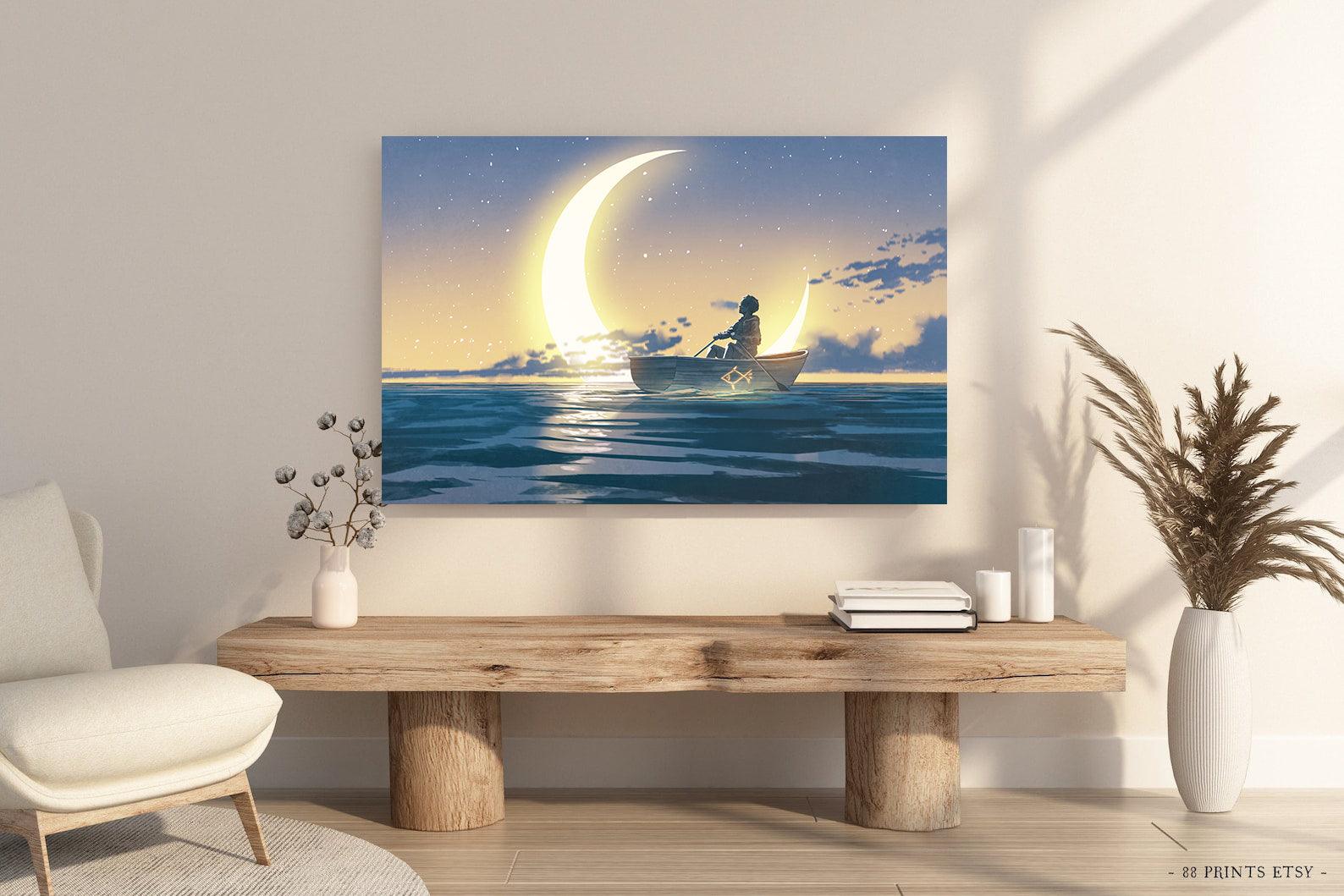 Leinwandbild - Der Junge auf dem Boot