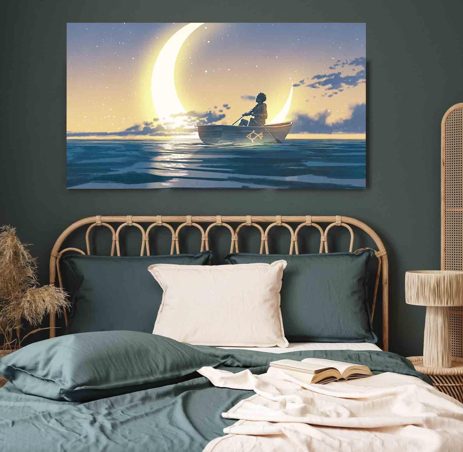 Leinwandbild - Der Junge auf dem Boot