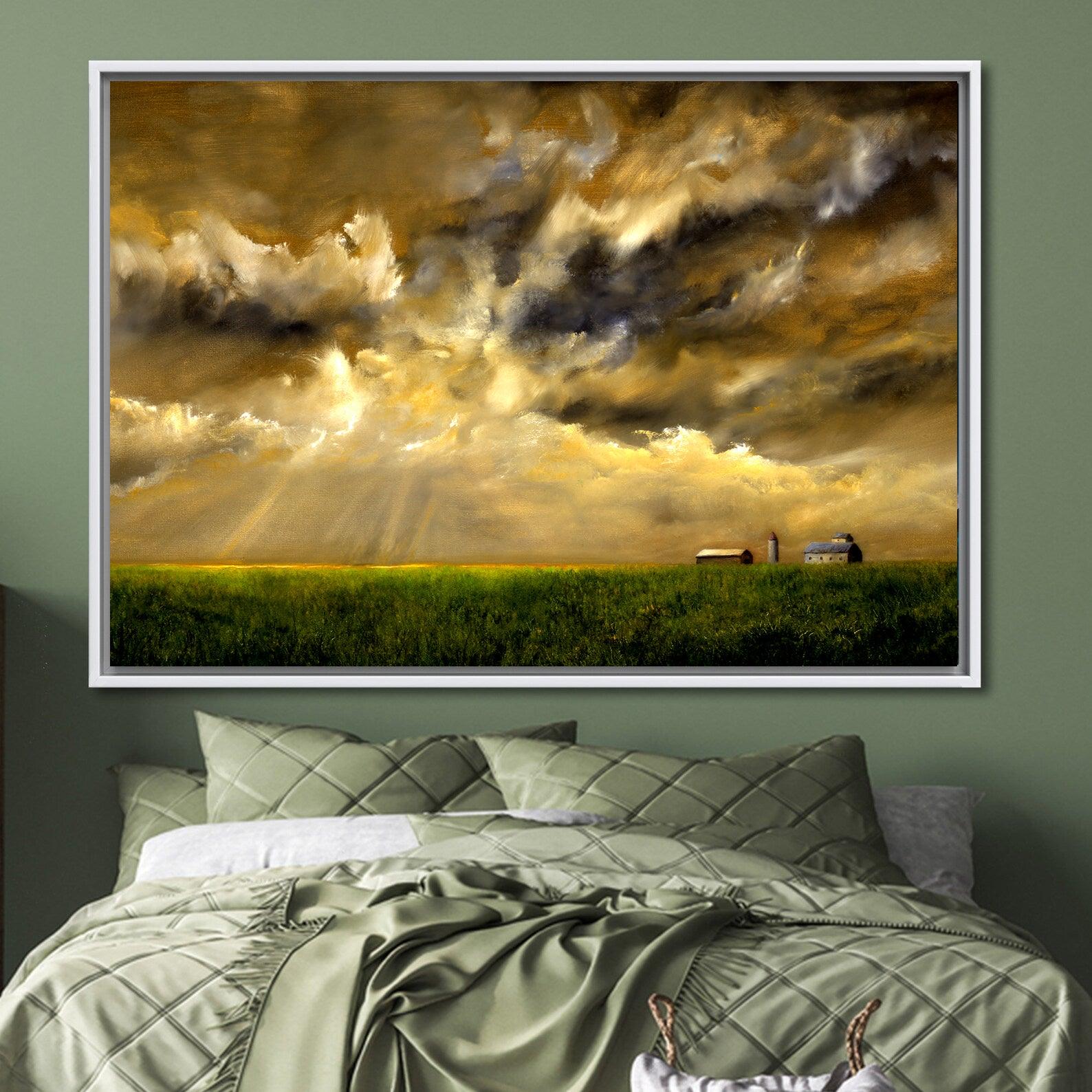 Peinture sur toile - Champ de céréales avec tempête