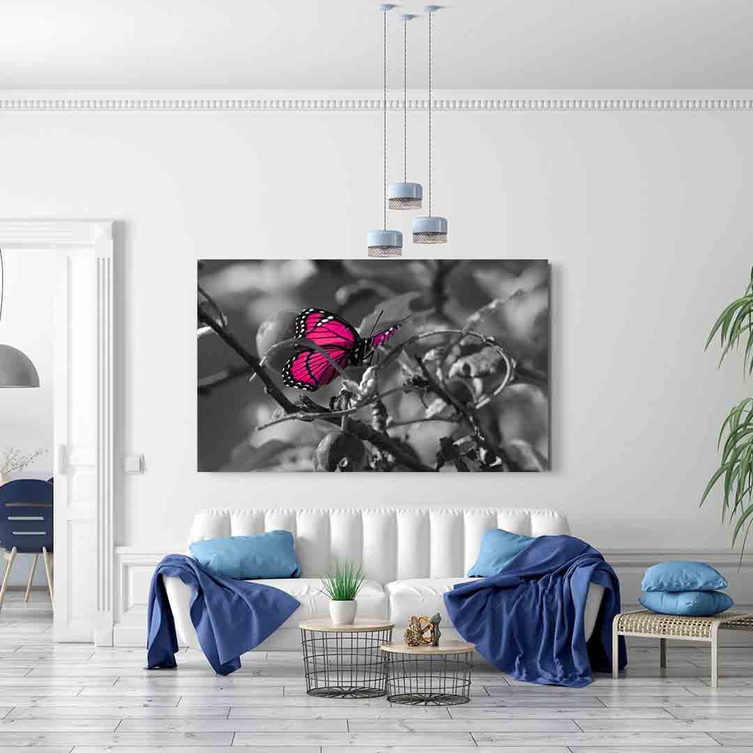 Tablou Canvas - Fluturele roz