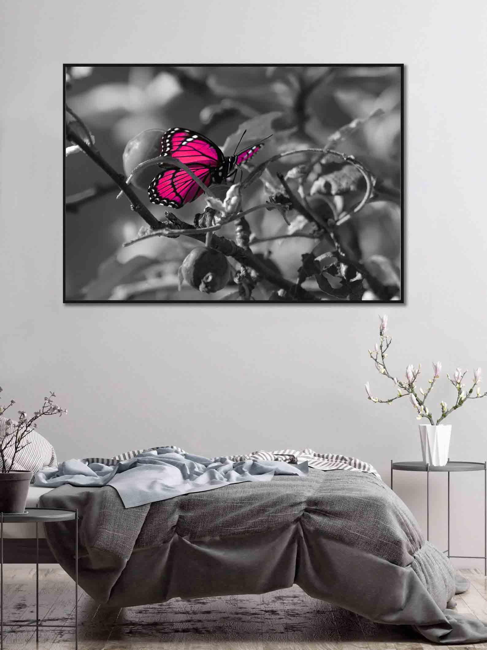 Peinture sur toile - Papillon rose