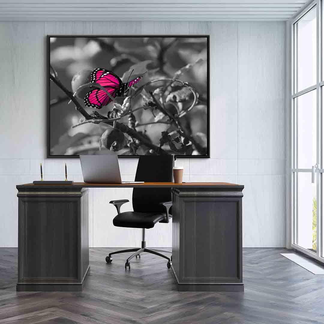 Peinture sur toile - Papillon rose