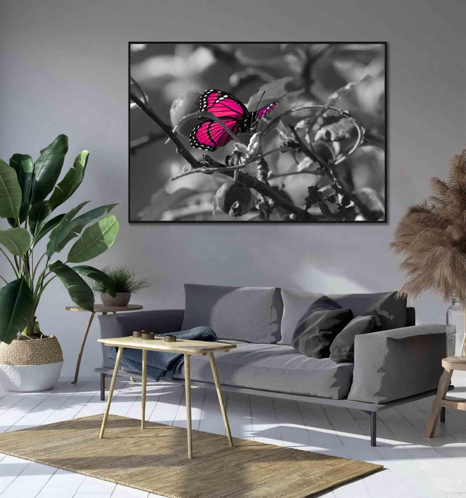 Peinture sur toile - Papillon rose
