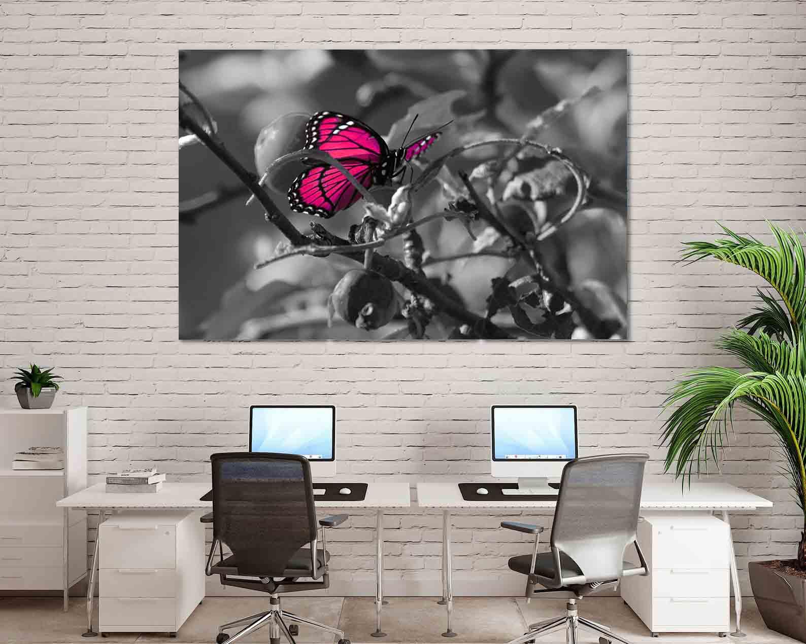 Peinture sur toile - Papillon rose