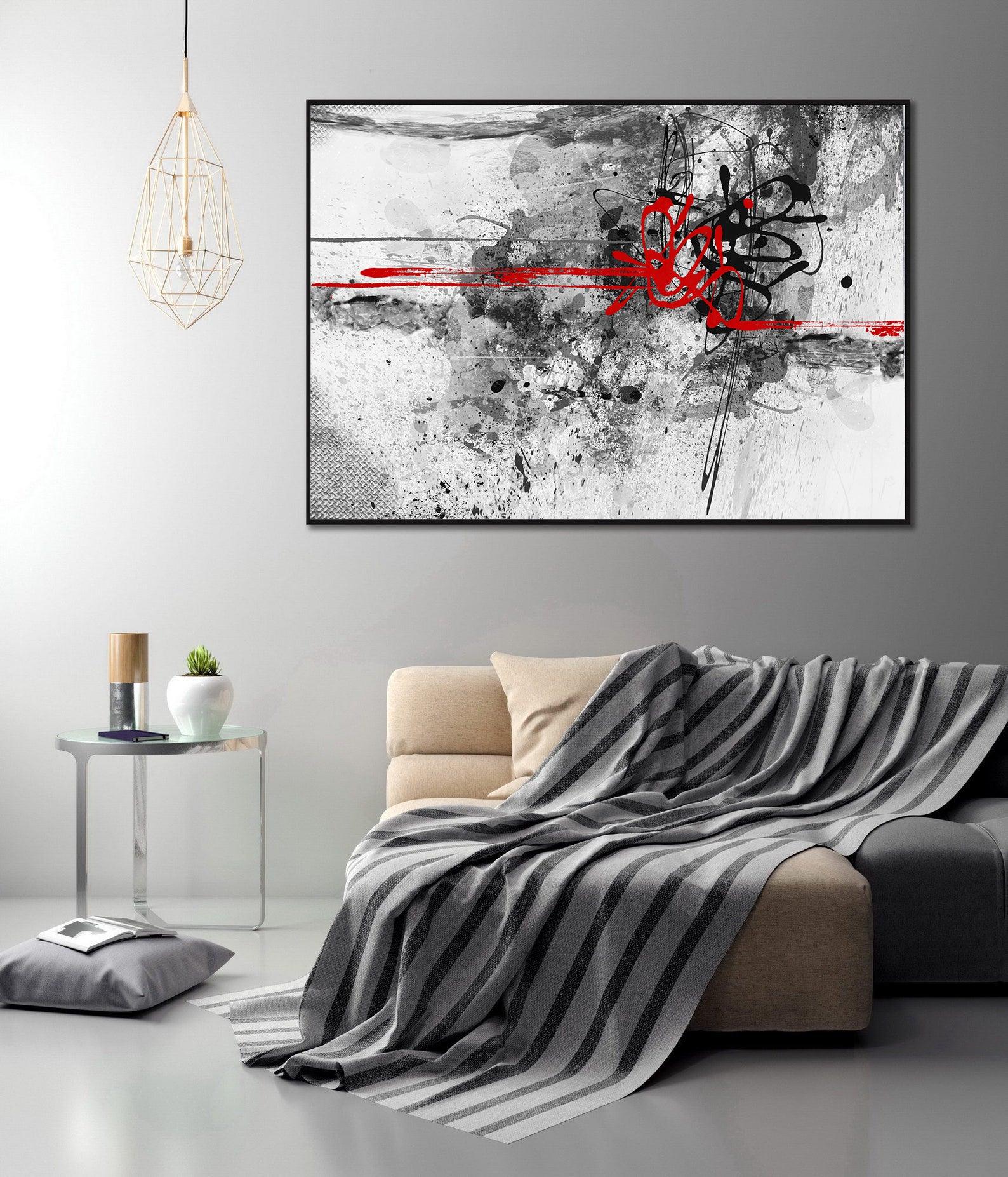 Leinwandgemälde - Rot und Schwarz Abstrakt