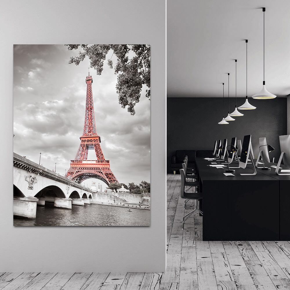 Tableau sur toile - Tour Eiffel en noir et blanc