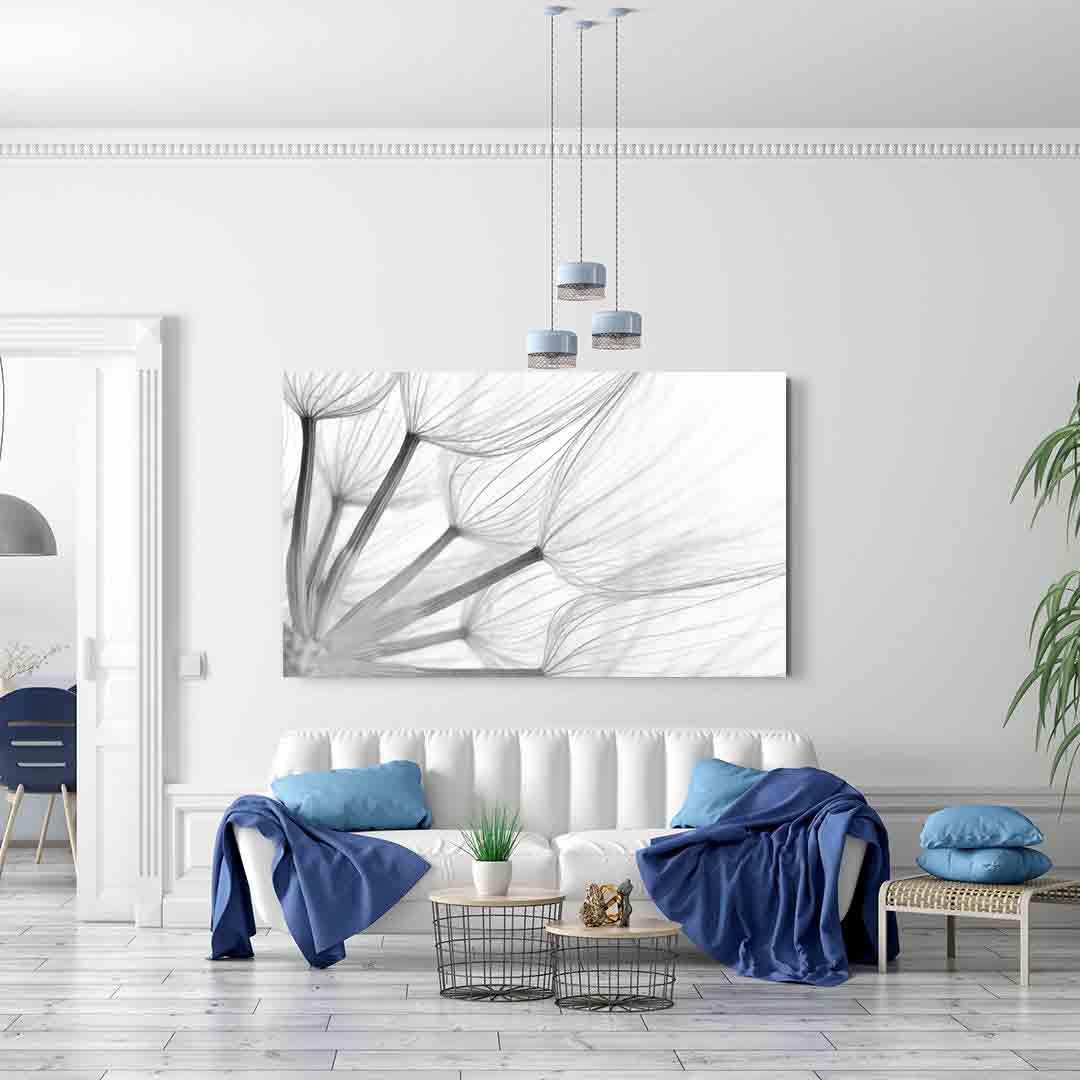 Leinwandgemälde - Schwarz-weißer Löwenzahn