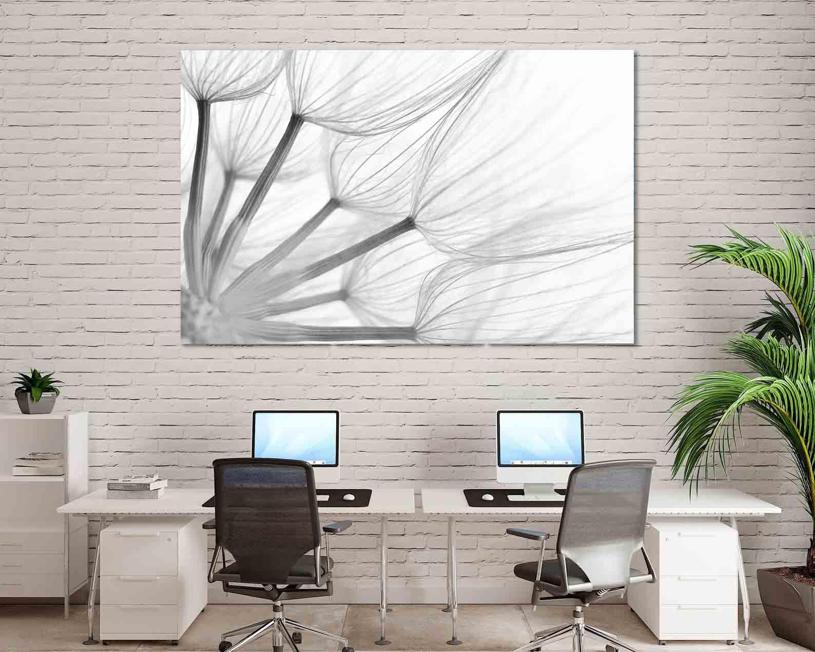 Peinture sur toile – Pissenlit noir et blanc