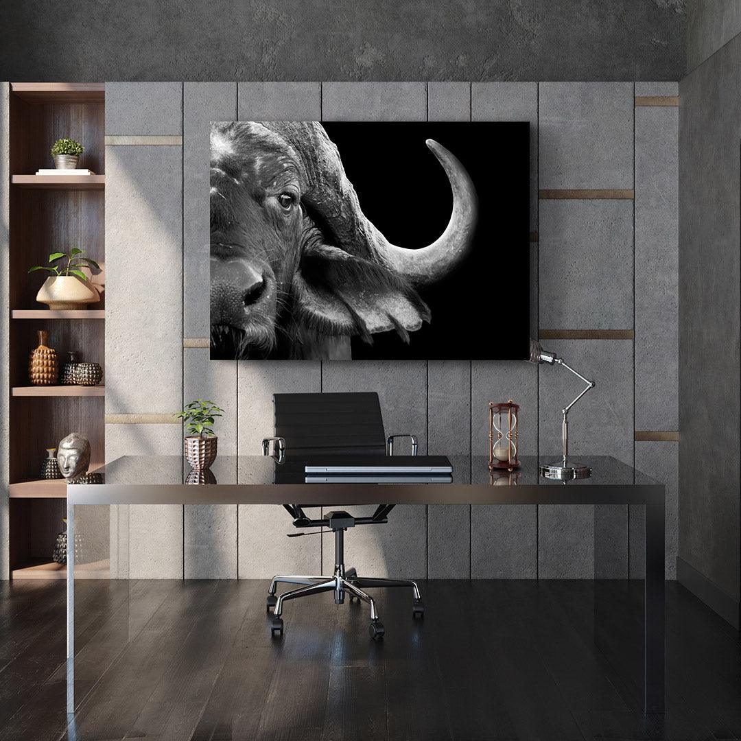 Leinwandgemälde - Schwarz-weißer Büffel
