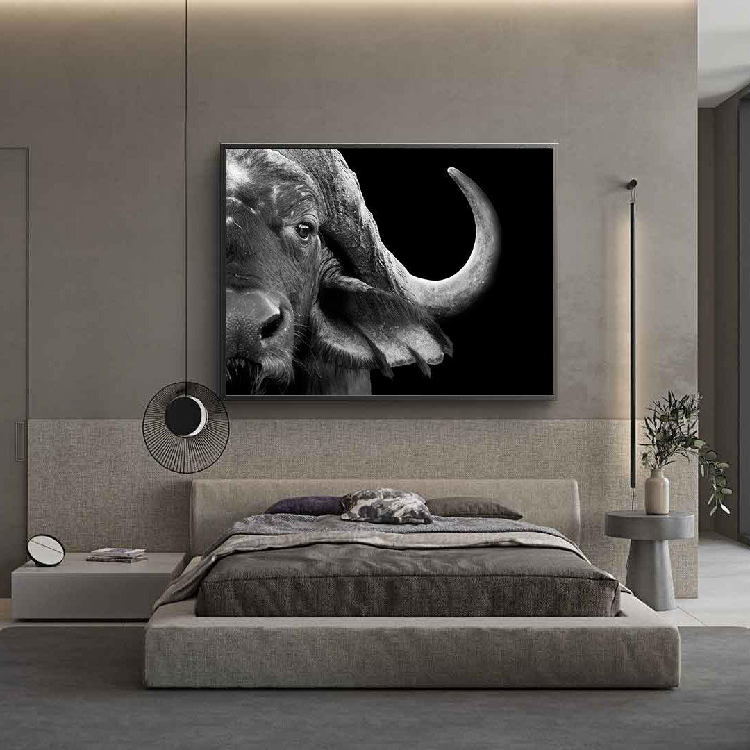 Tableau sur toile – Buffle noir et blanc