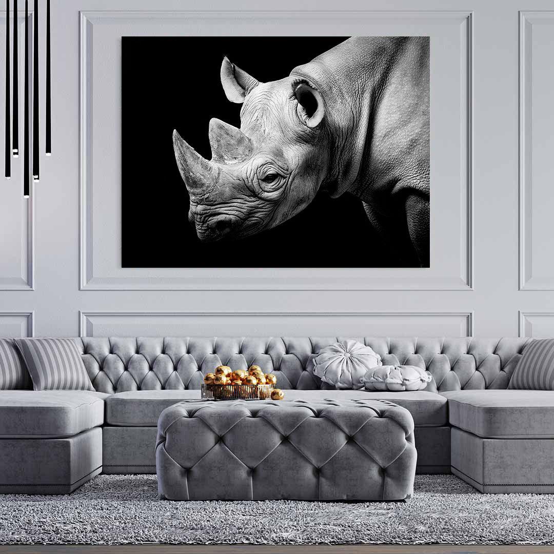 Leinwandbild - Schwarz-weißes Nashorn