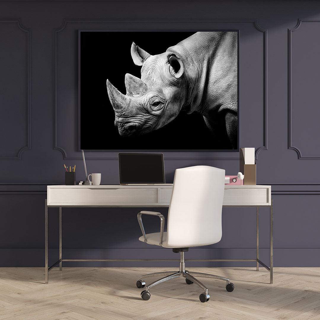 Leinwandbild - Schwarz-weißes Nashorn
