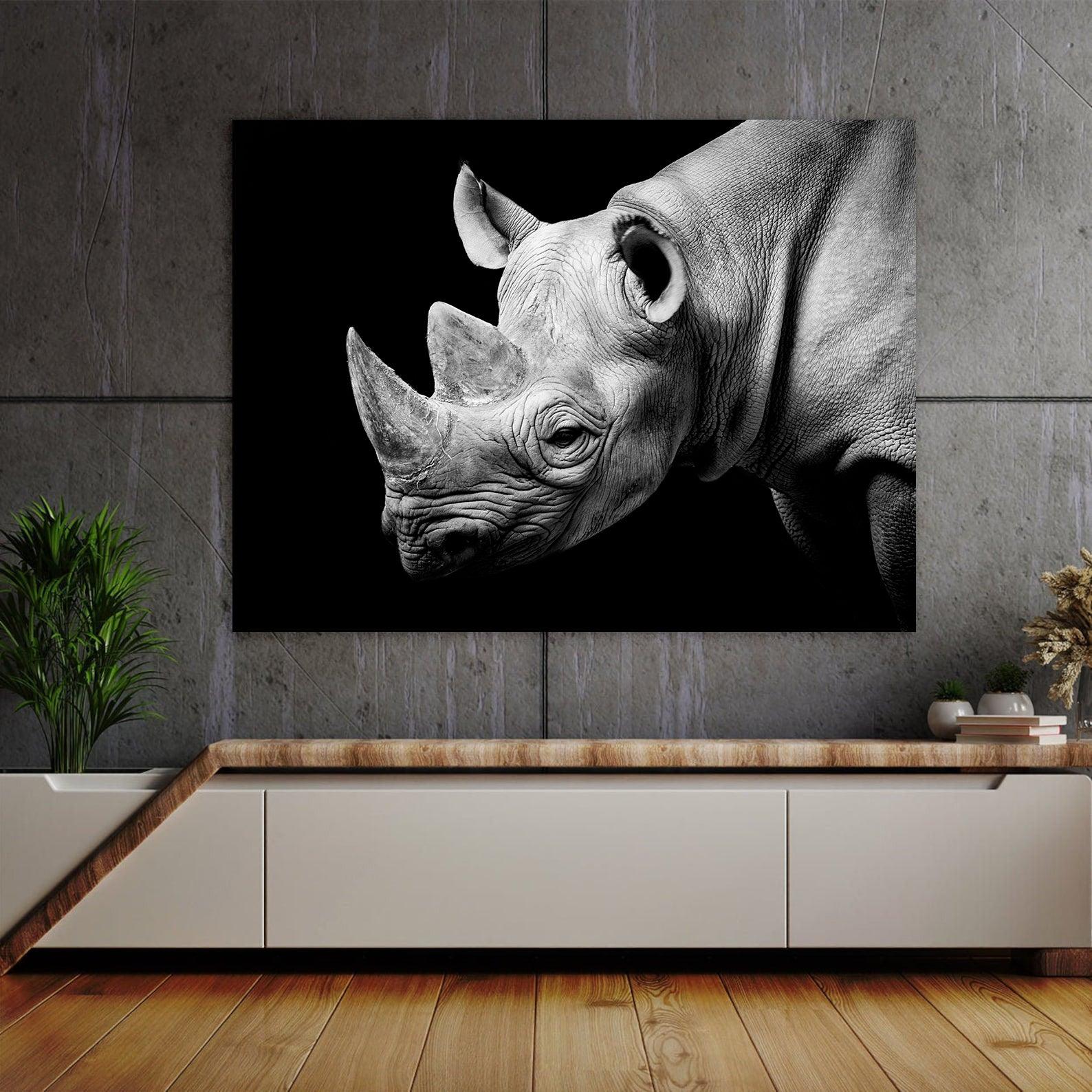 Leinwandbild - Schwarz-weißes Nashorn