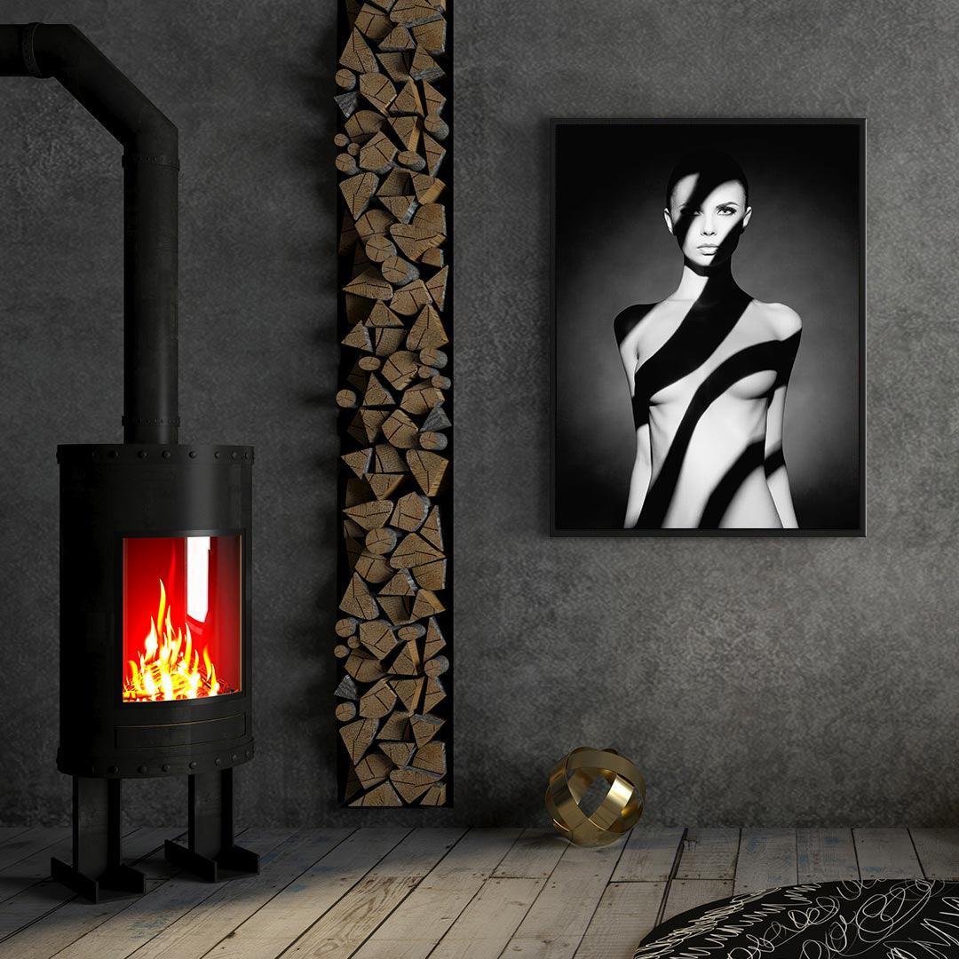 Leinwandgemälde - Nackte Frau mit Schatten auf ihrem Körper