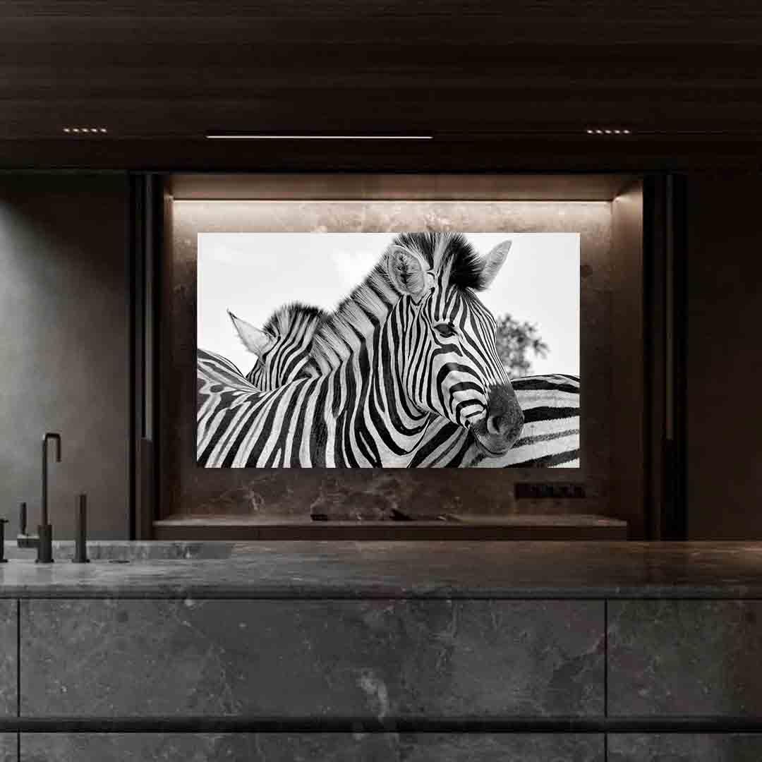 Peinture sur toile - Portrait de zèbre en noir et blanc