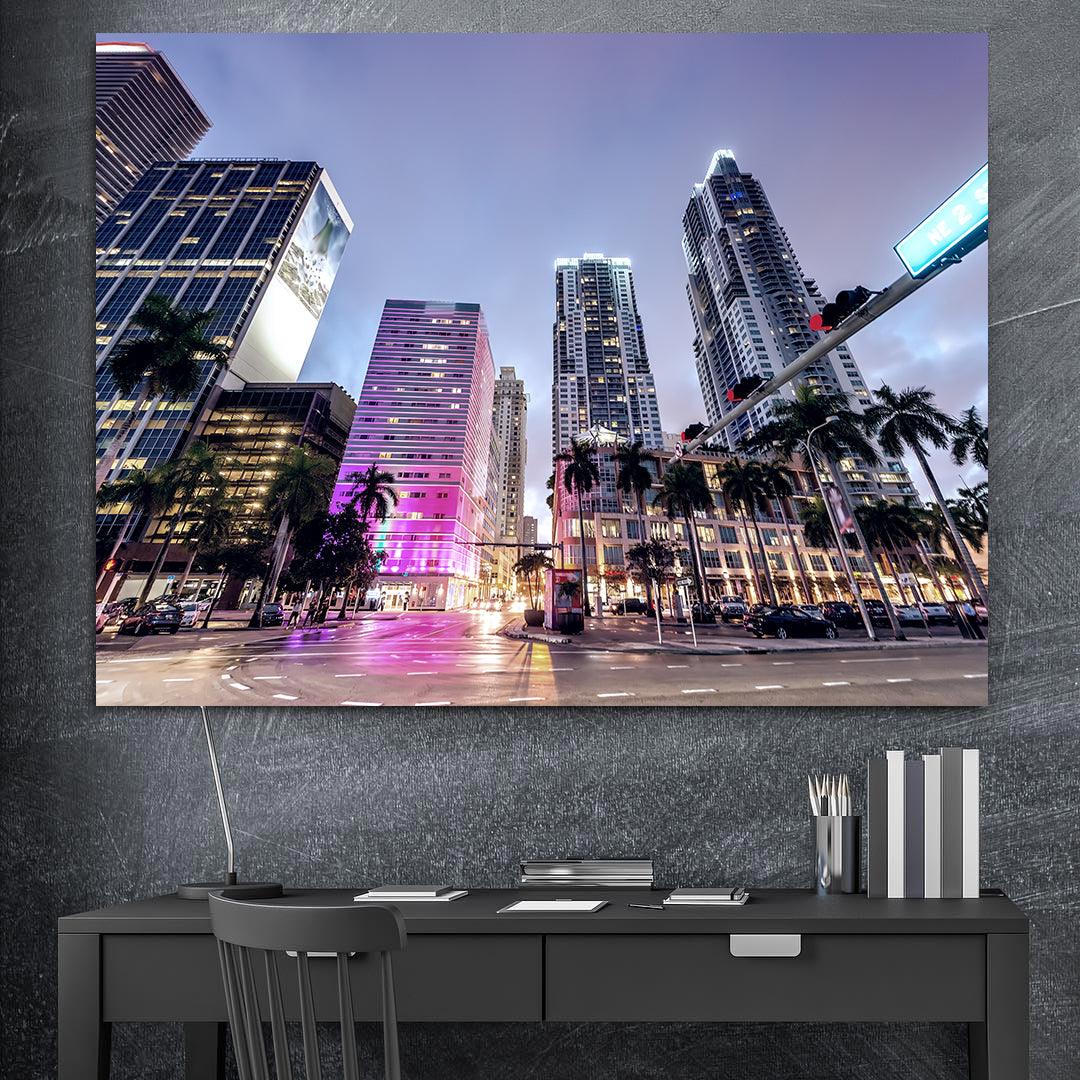Leinwandgemälde - Miami bei Nacht