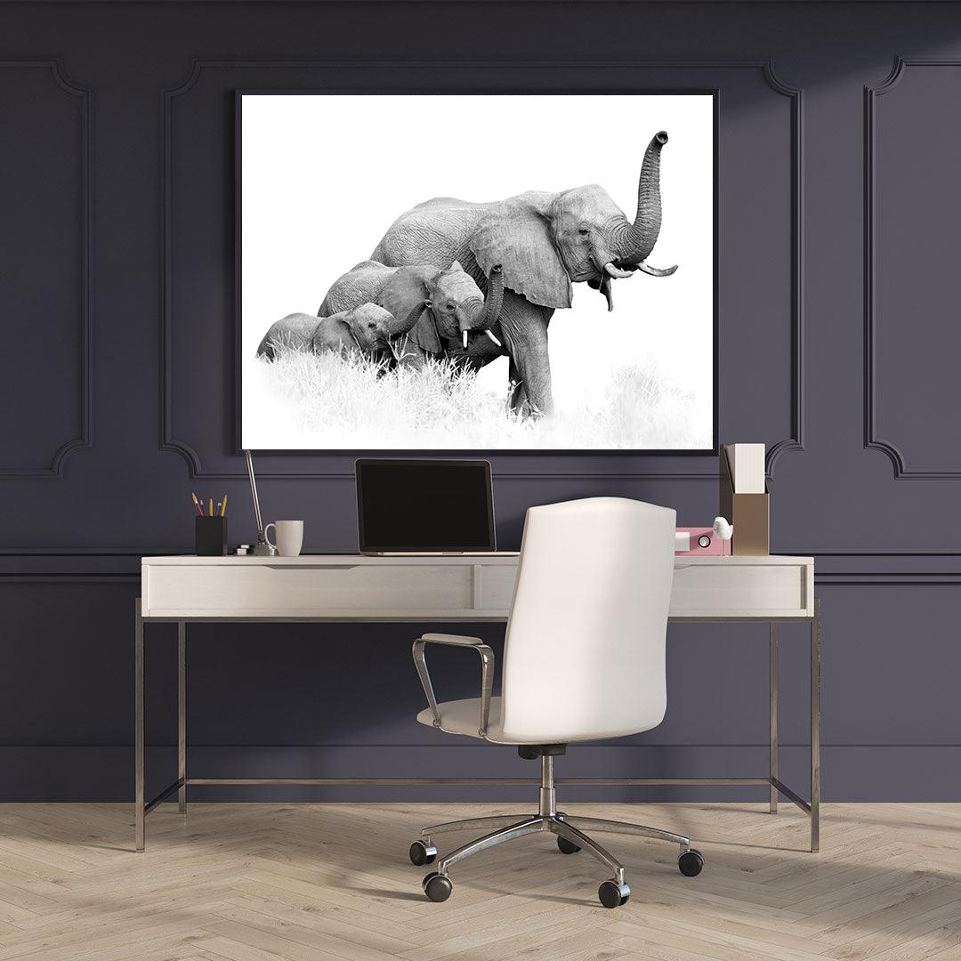 Peinture sur toile - Trois éléphants