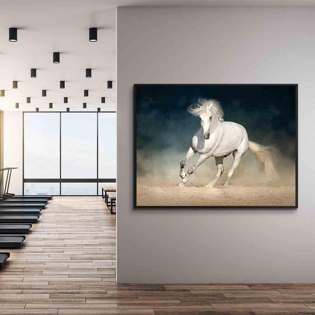 Leinwandgemälde - Laufendes weißes Pferd