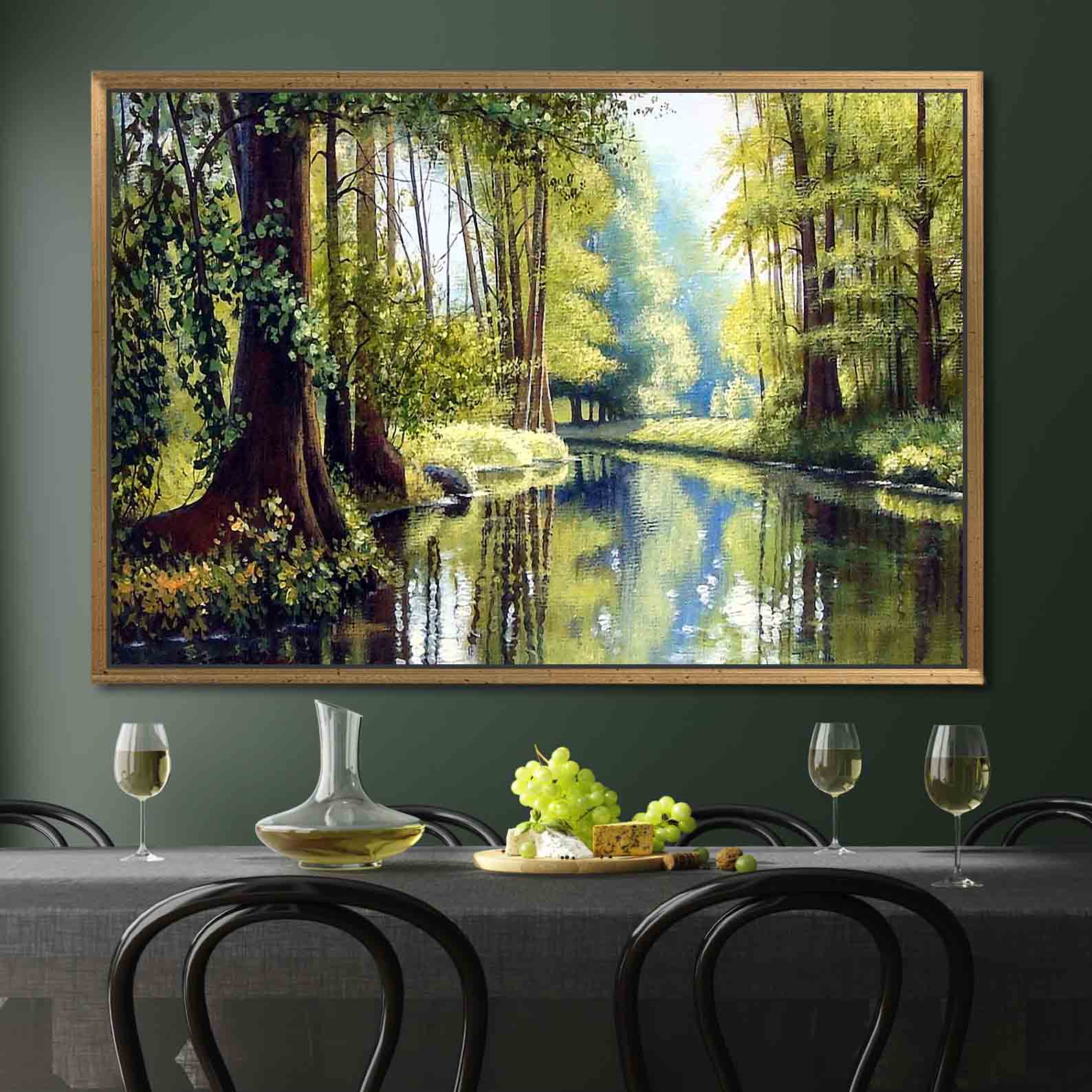 Leinwandbild - Sommerlandschaft mit Fluss