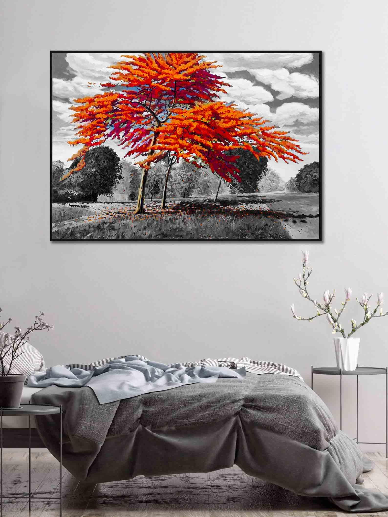Peinture sur toile – Arbres rouges