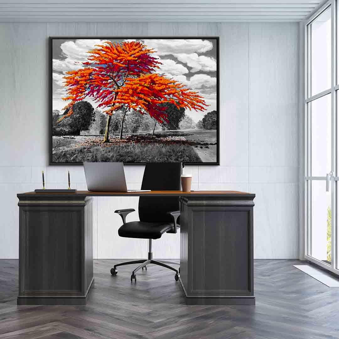 Peinture sur toile – Arbres rouges