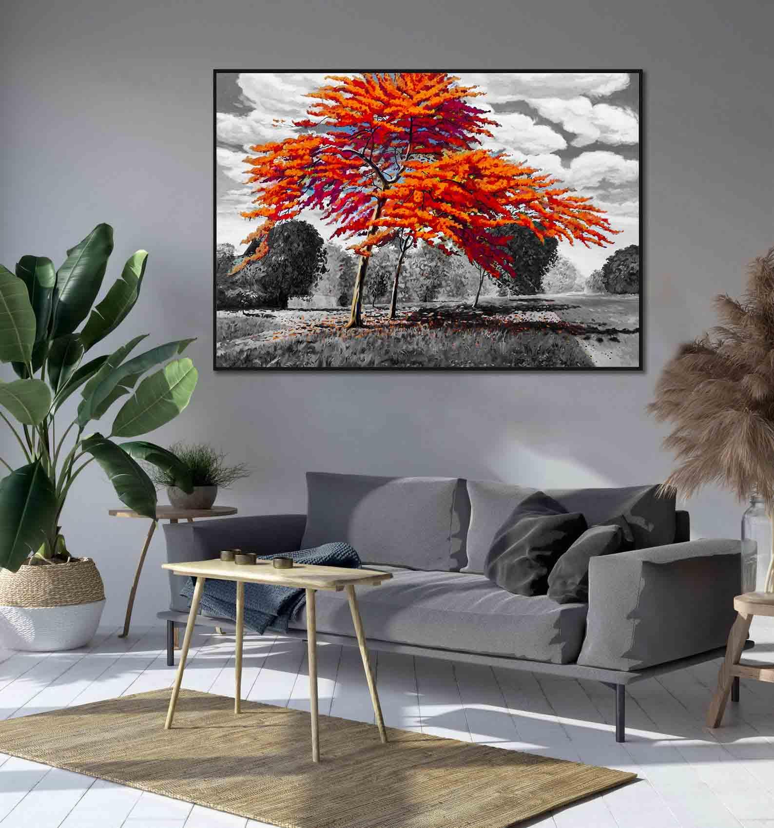 Peinture sur toile – Arbres rouges