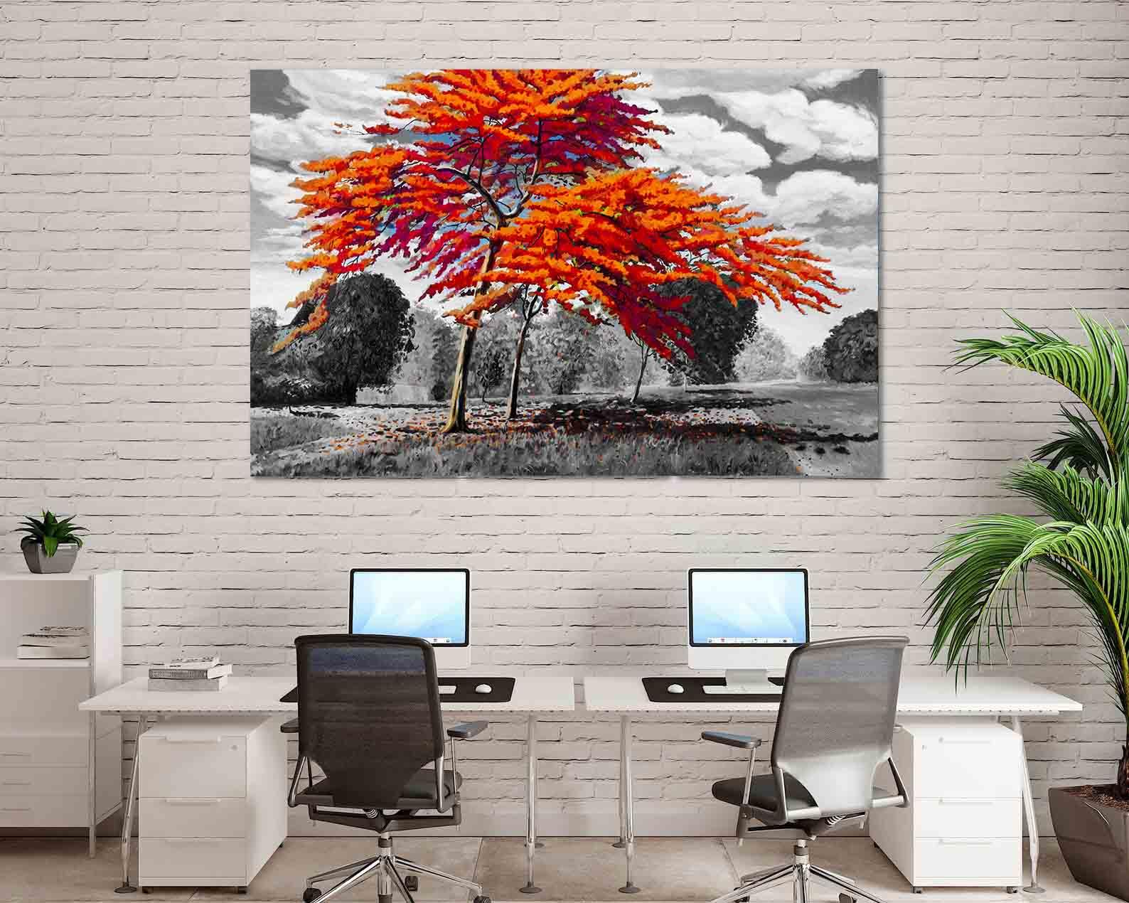 Peinture sur toile – Arbres rouges