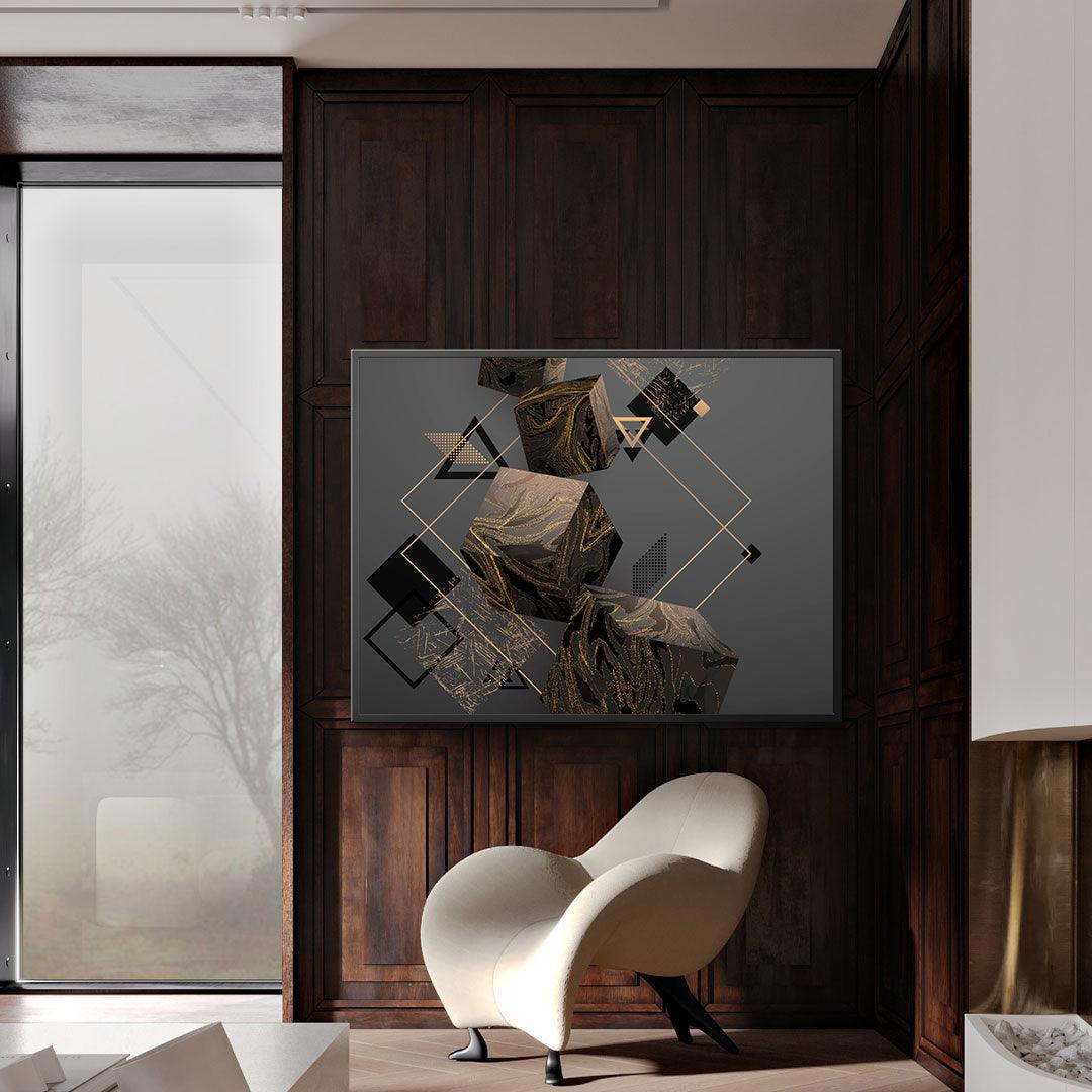 Leinwandgemälde - Gold- und Schwarzwürfel