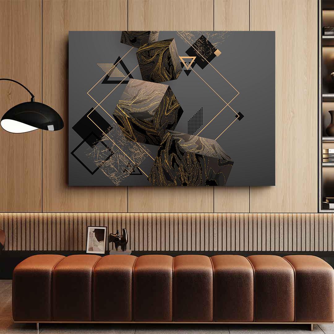 Leinwandgemälde - Gold- und Schwarzwürfel