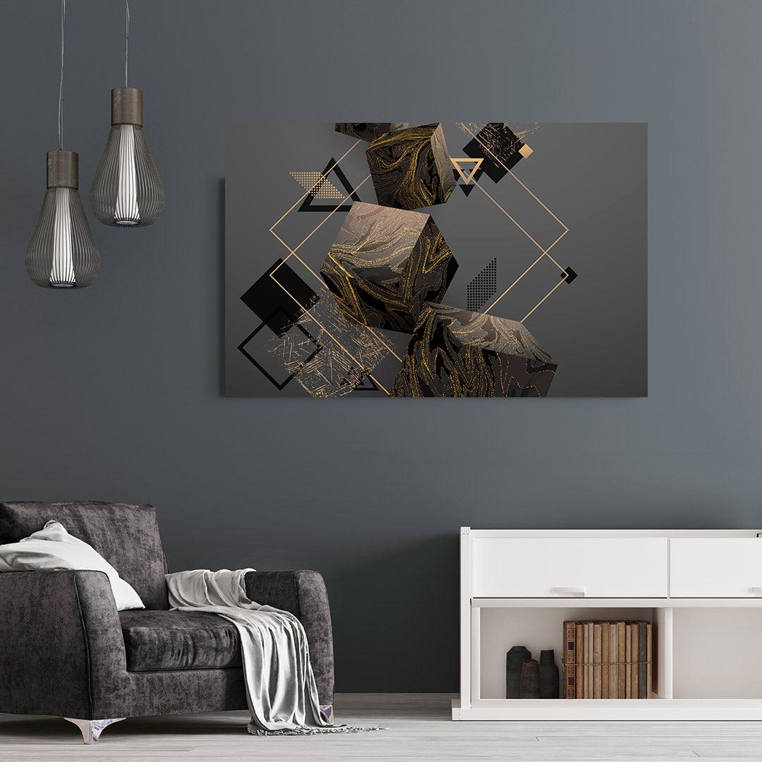 Leinwandgemälde - Gold- und Schwarzwürfel