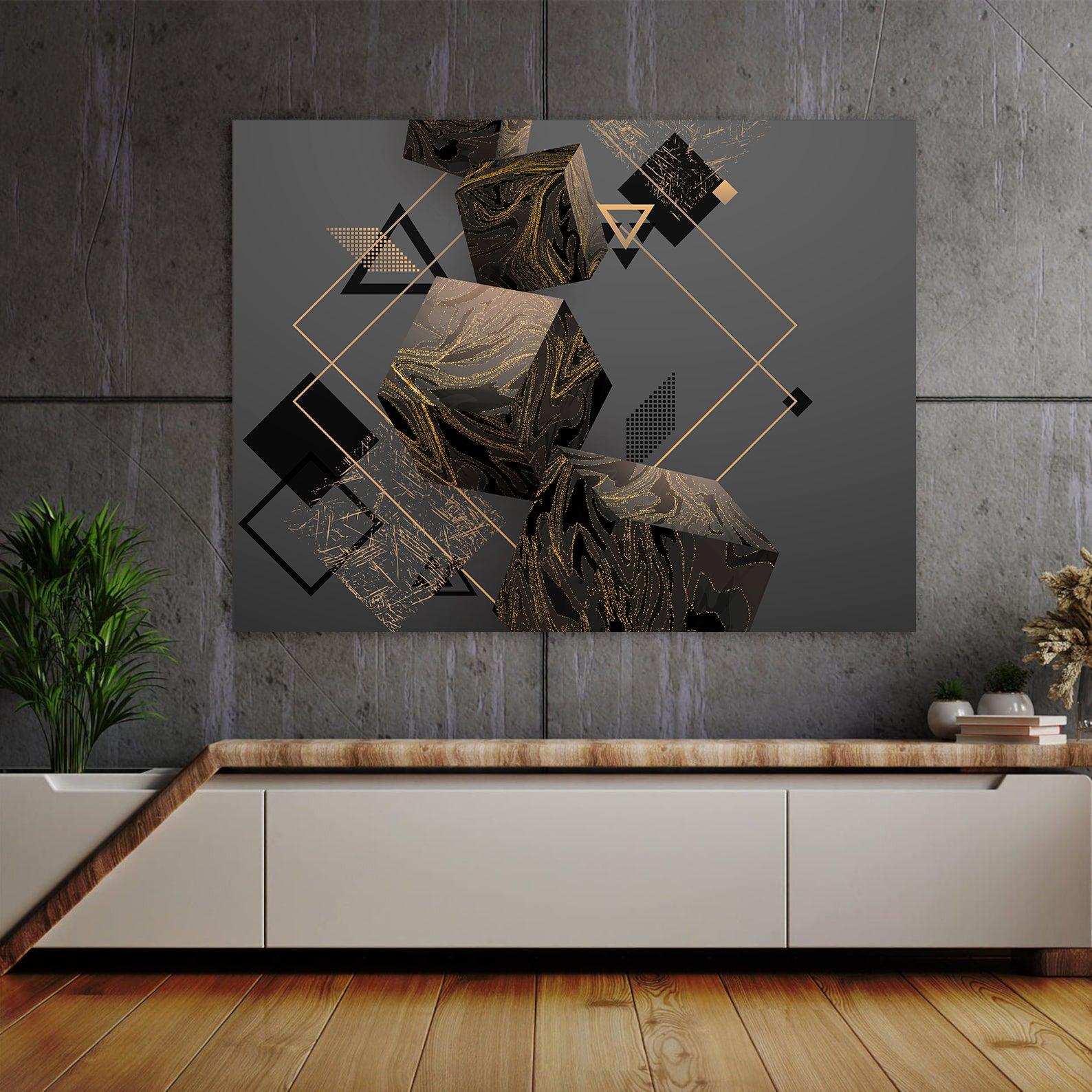 Leinwandgemälde - Gold- und Schwarzwürfel