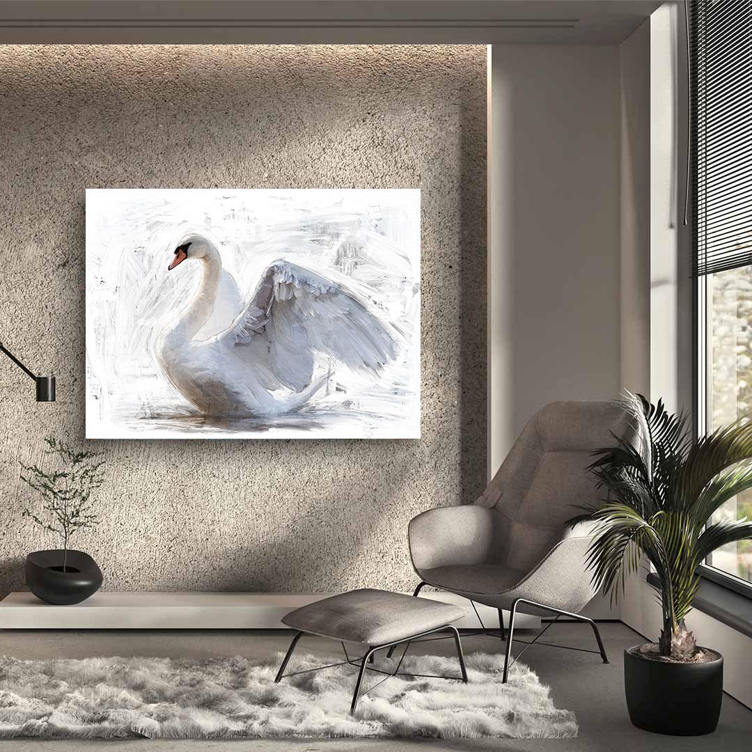 Leinwandbild - Weißer Schwan