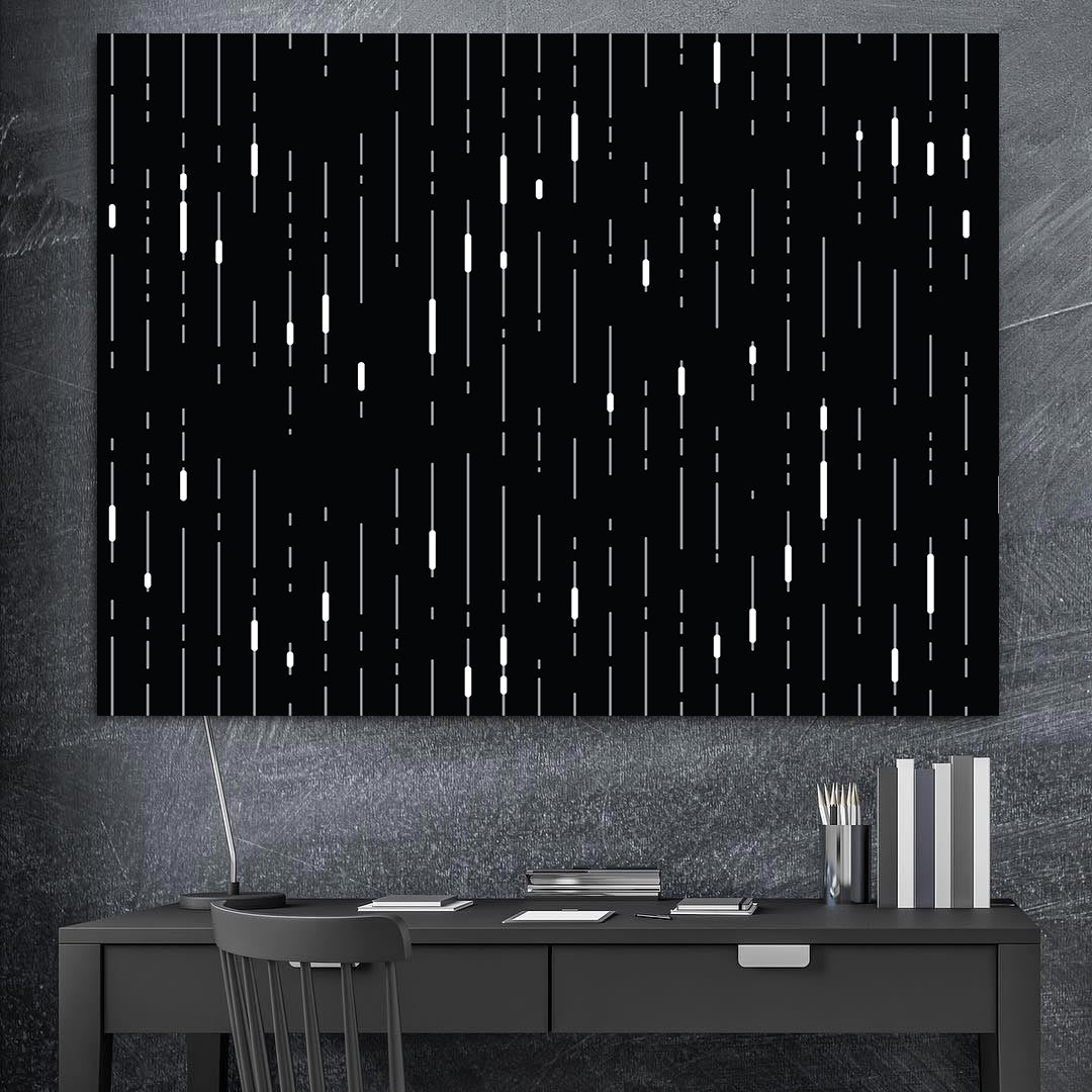 Tablou Canvas - Picaturi albe pe fundal negru