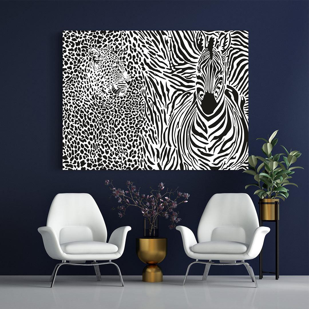 Leinwandgemälde - Leoparden- und Zebra-Illusion