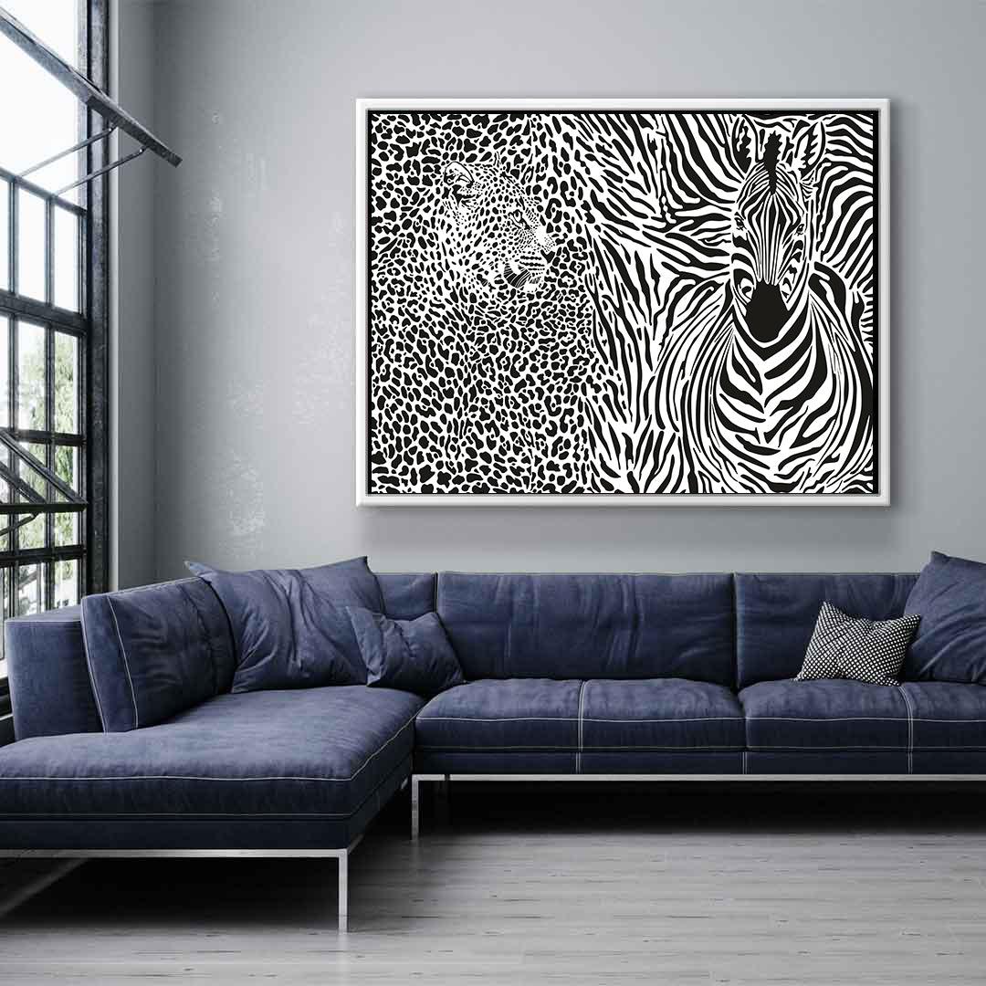 Leinwandgemälde - Leoparden- und Zebra-Illusion